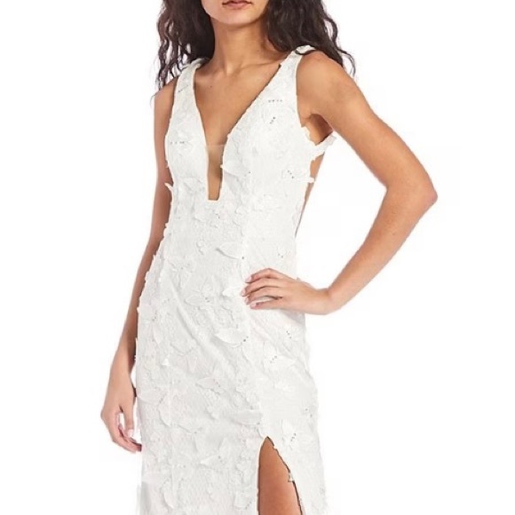 Glamour by Terani Couture ivory butterfly prom dress formal wedding dress Sz 6 - Picture 7 of 11